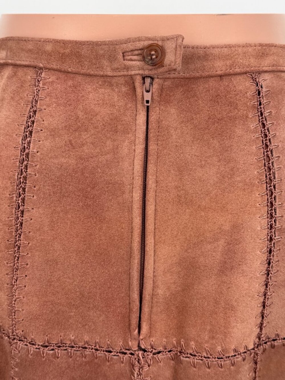 Free People Suede Patchwork High Waist Mini Skirt | Western Boho Coastal 70s 10 - Picture 12 of 16